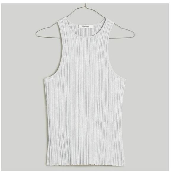 Madewell Tops - NWT Madewell Phoebe Snowy Silver Cutaway Ribbed Tank Size L